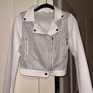 White Bling Moto Jacket